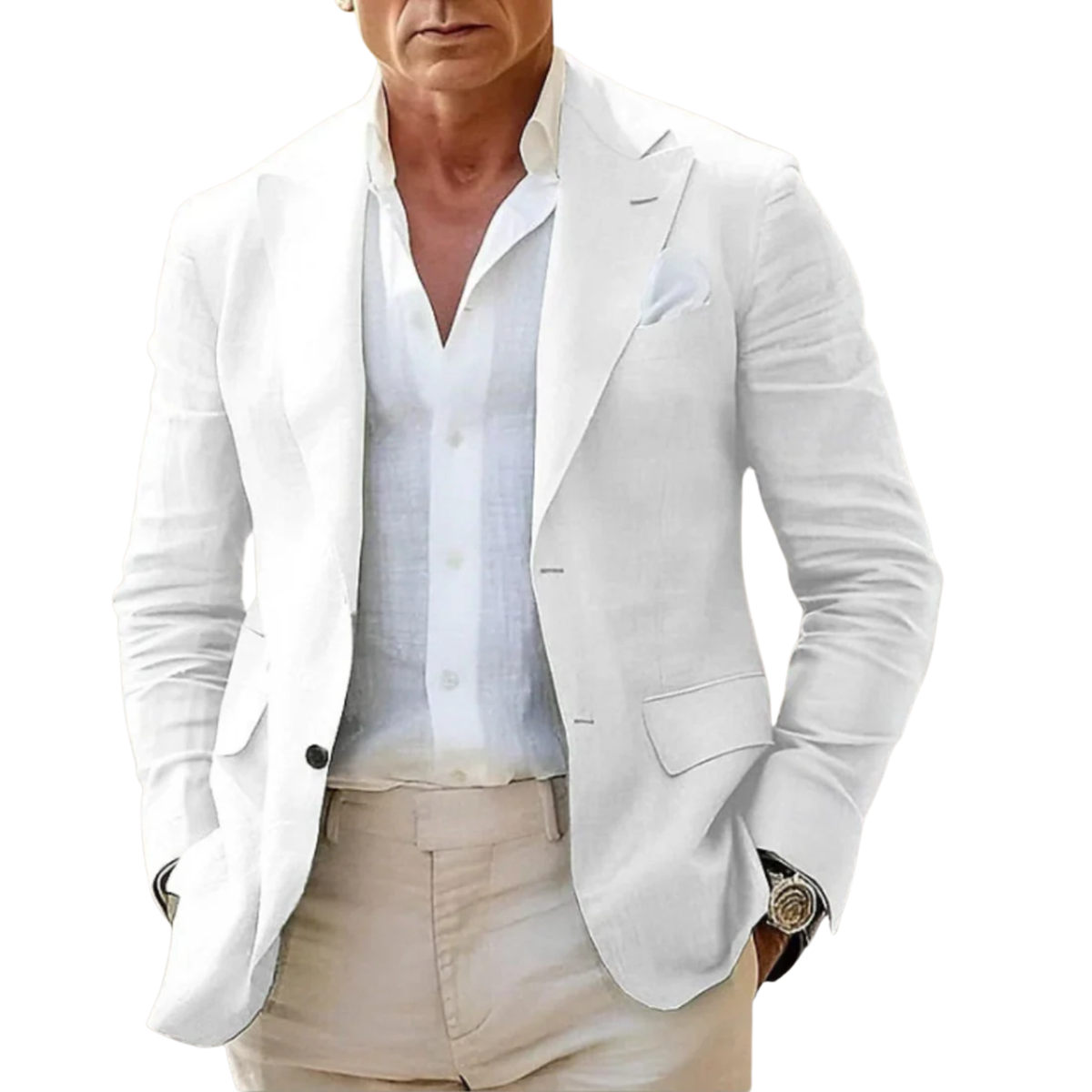 Men's blazer jacket — classic fitted style — office — White
