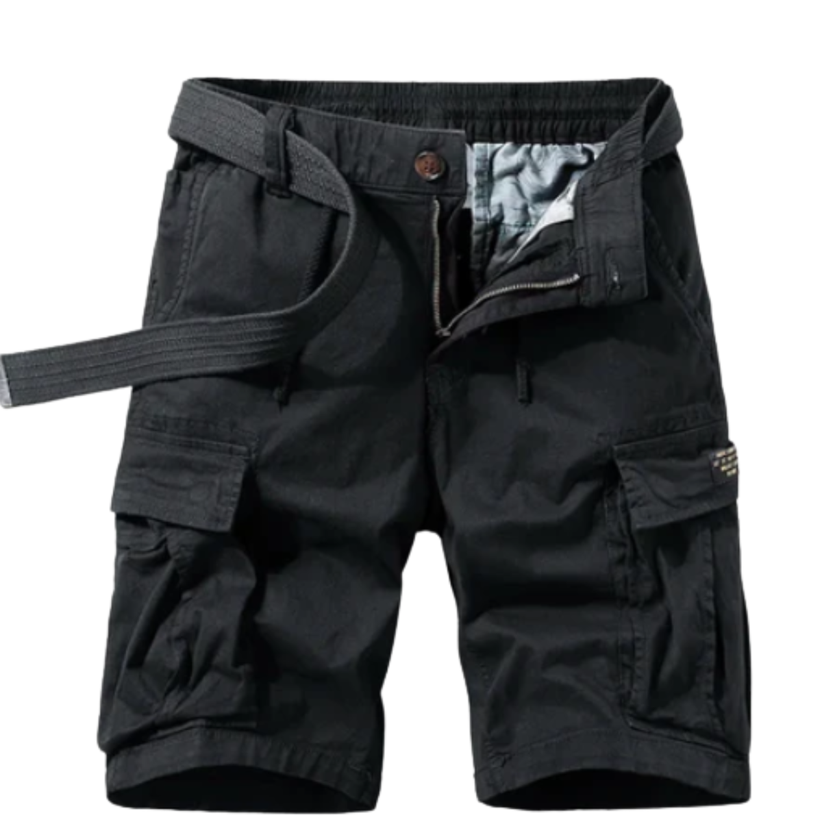 Cargo bermuda shorts — multi-pocket utility style — vacation — Black