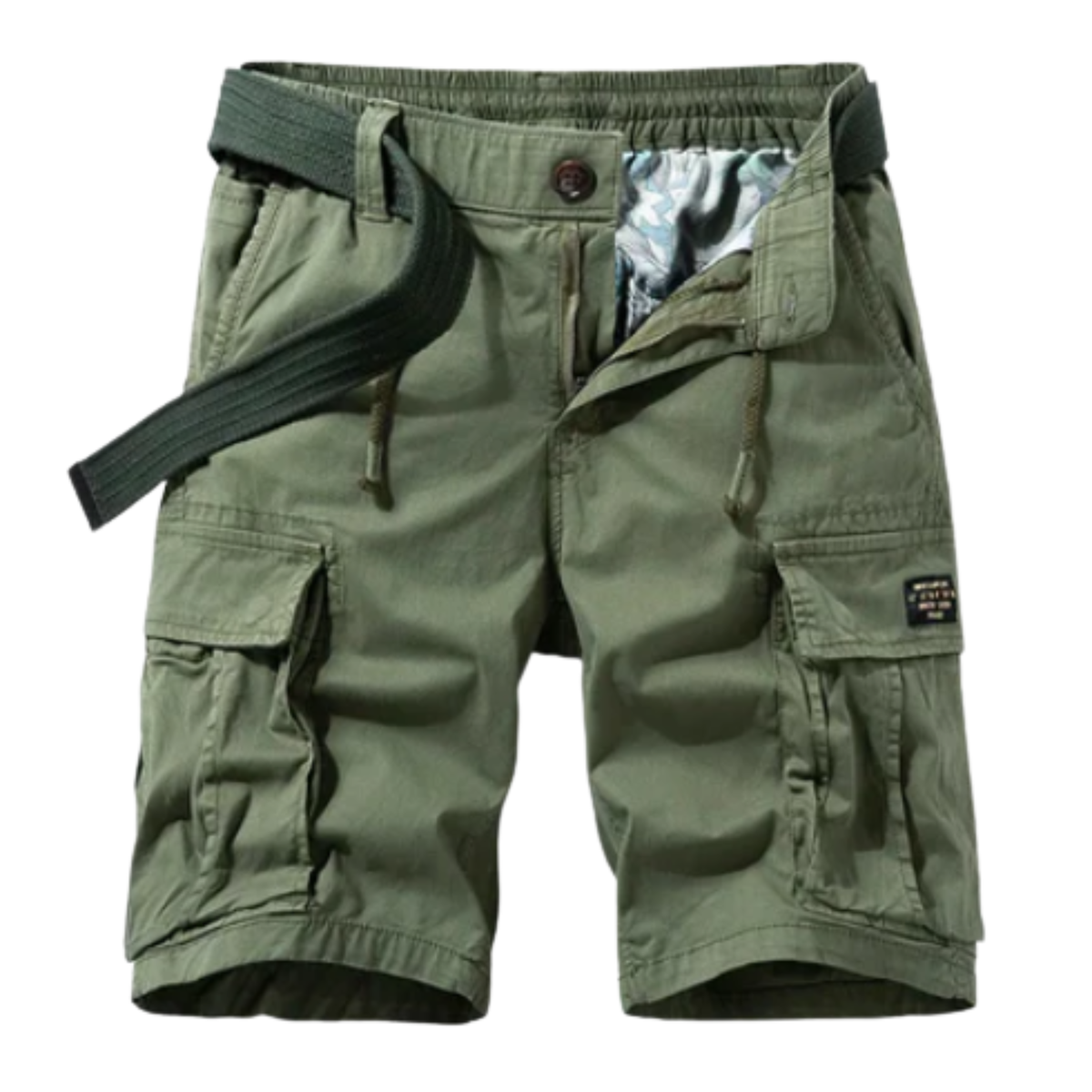 Cargo bermuda shorts — multi-pocket utility style — vacation — Army Green