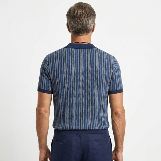 Knit chemisette — buttoned polo style — semi-formal — product view