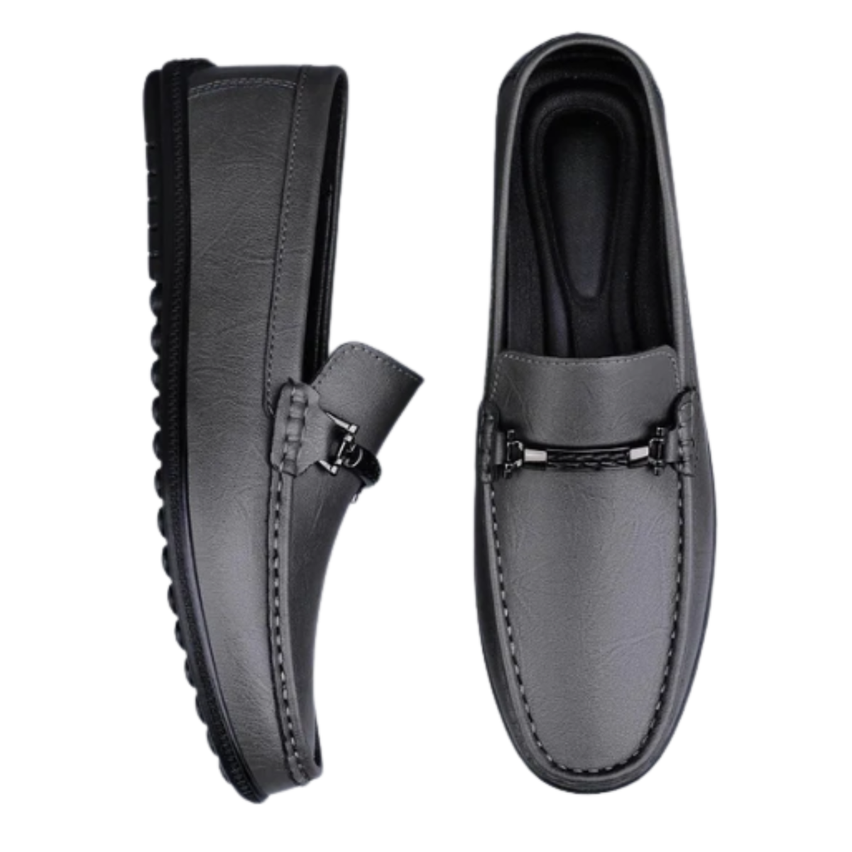 Moccasins — metal buckle — casual outings — Grey