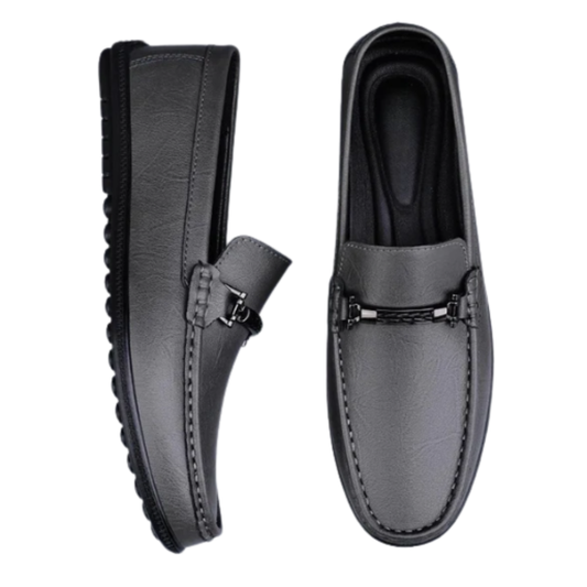 Moccasins — metal buckle — casual outings — Grey