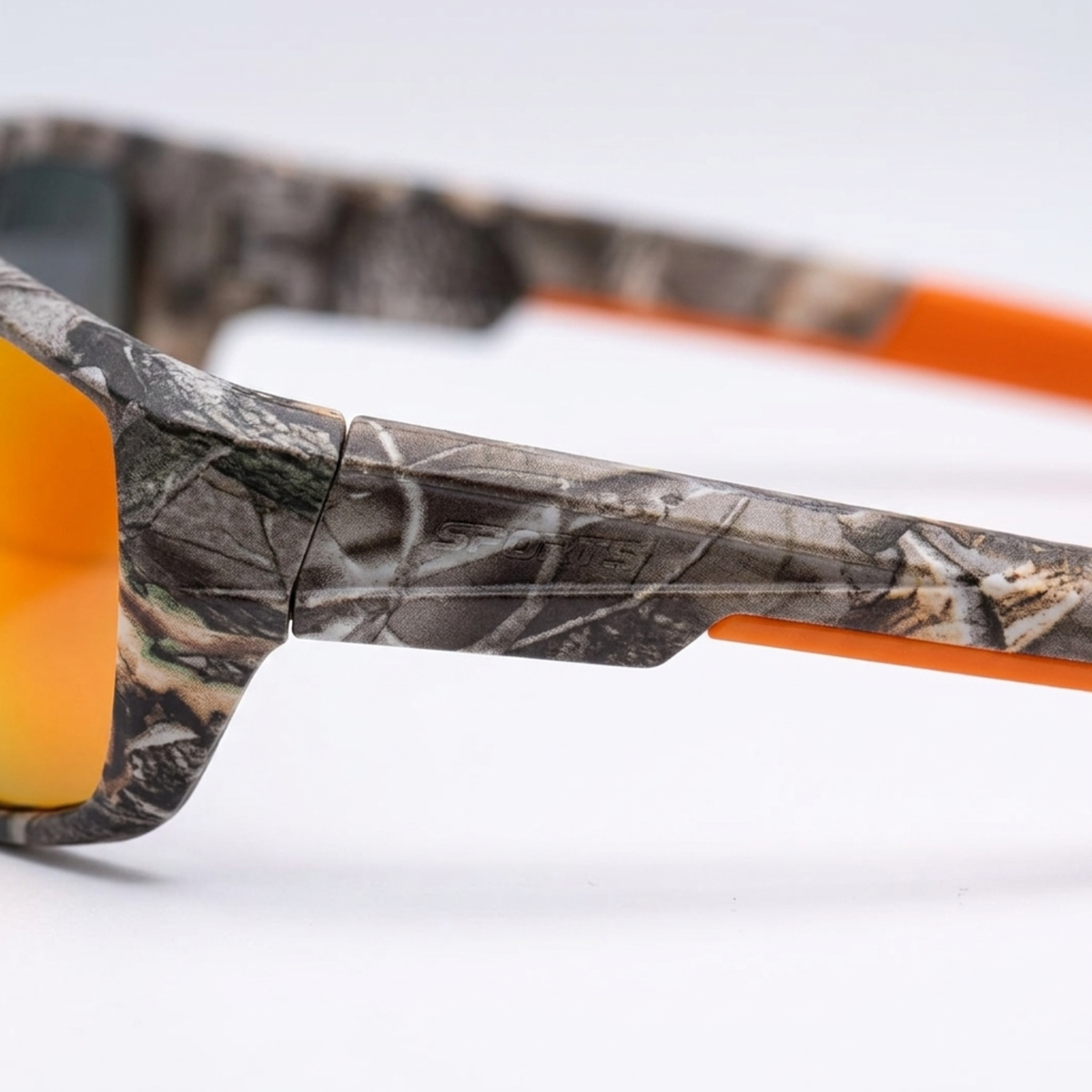 Sport sunglasses — lenses and camouflage frame — product view