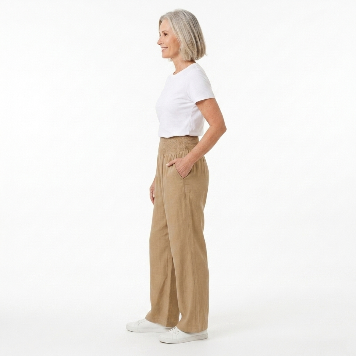 Women's Straight-Leg Pants with Elastic Waist — product view