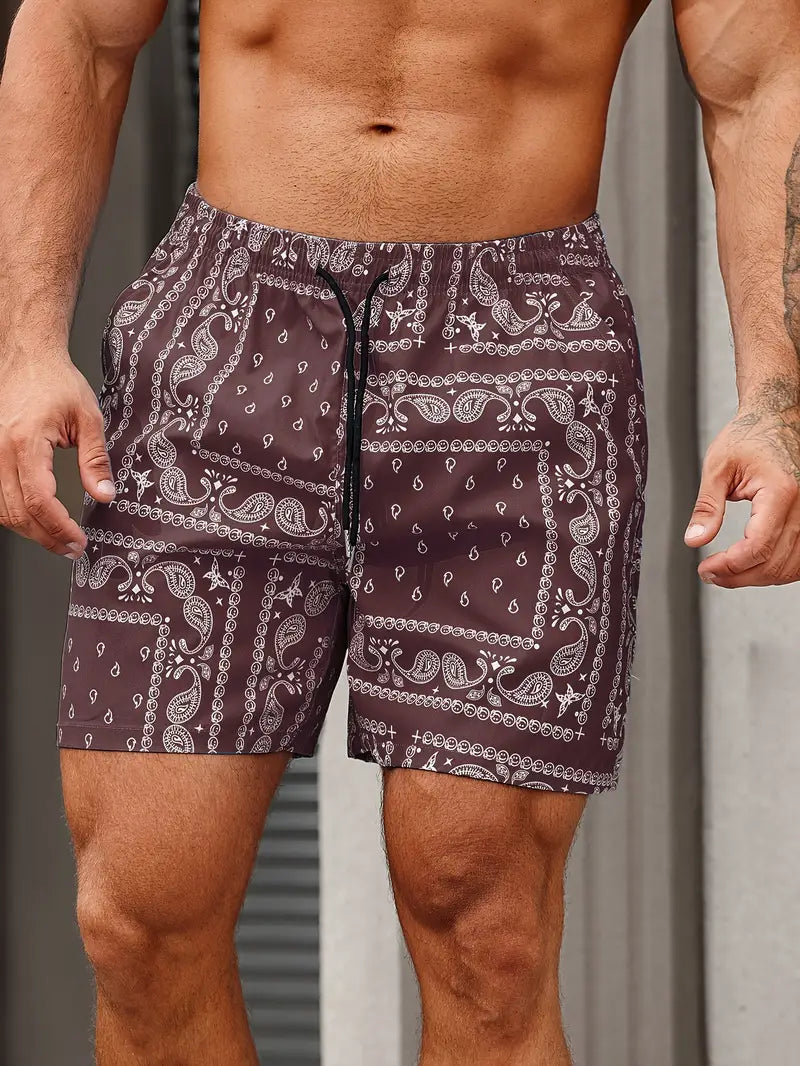 Men's swimsuit | quick shorts for vacation — Burgundy