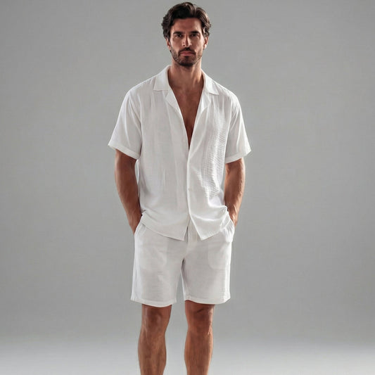 Men's summer set | two-piece — White