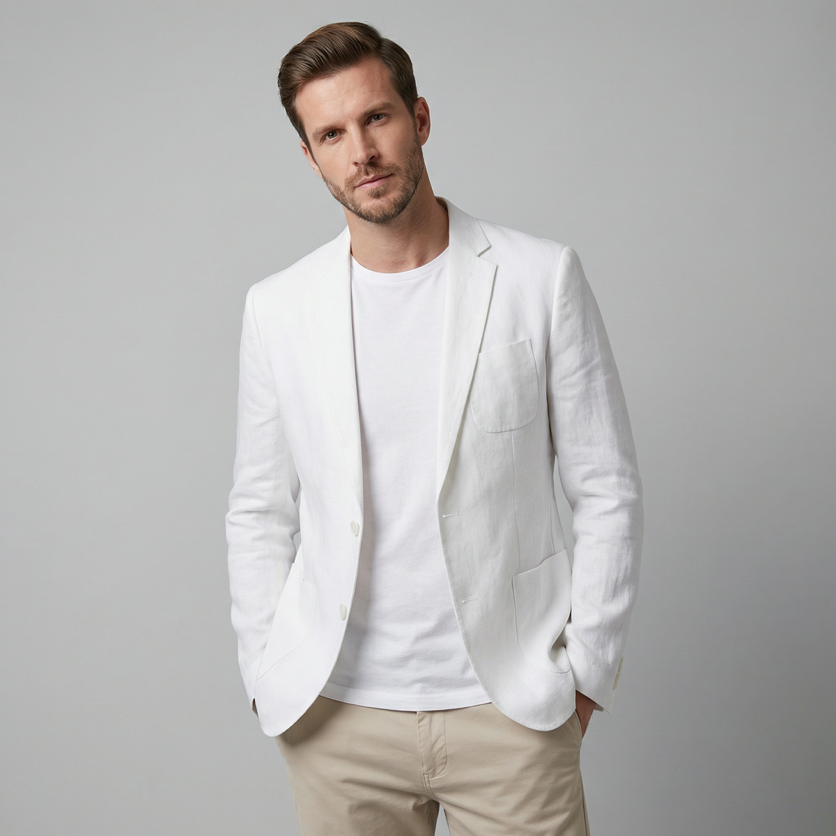 Men's jacket | elegant holiday blazer — White