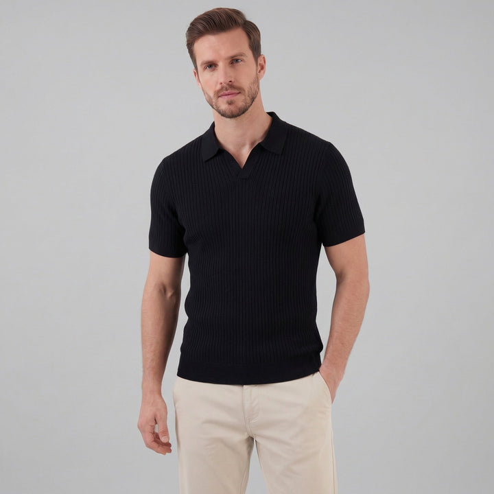 Herren-Poloshirt aus Strickgewebe — Schwarz