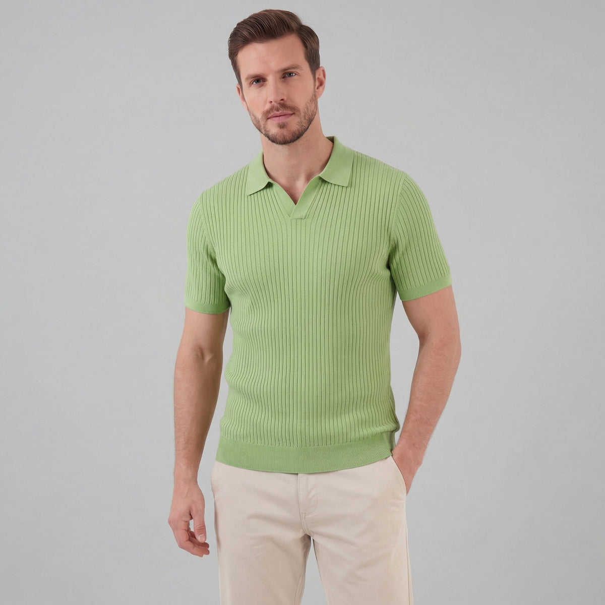 Men's high polo | modern knit — Green