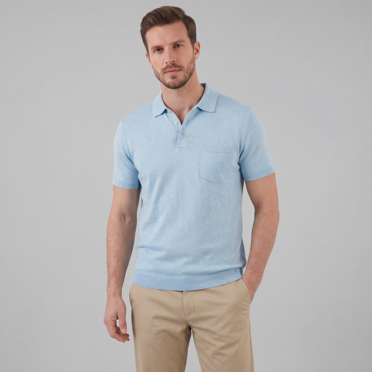 Summer high polo | lightweight knitwear garment — Blue