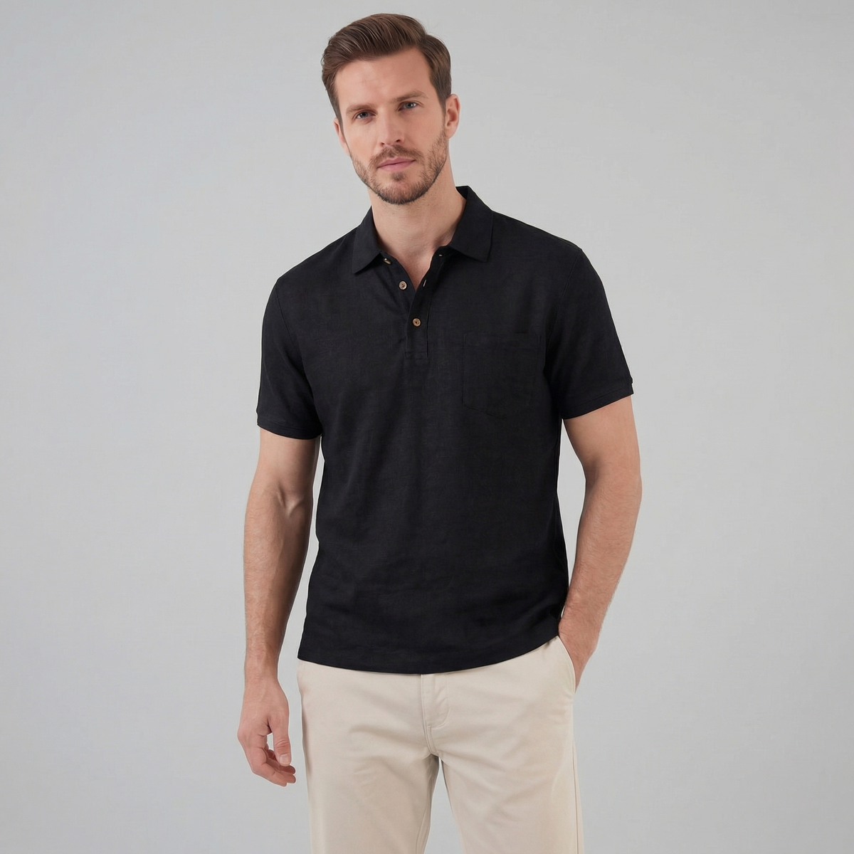 Summer high polo | lightweight knitwear garment — Black