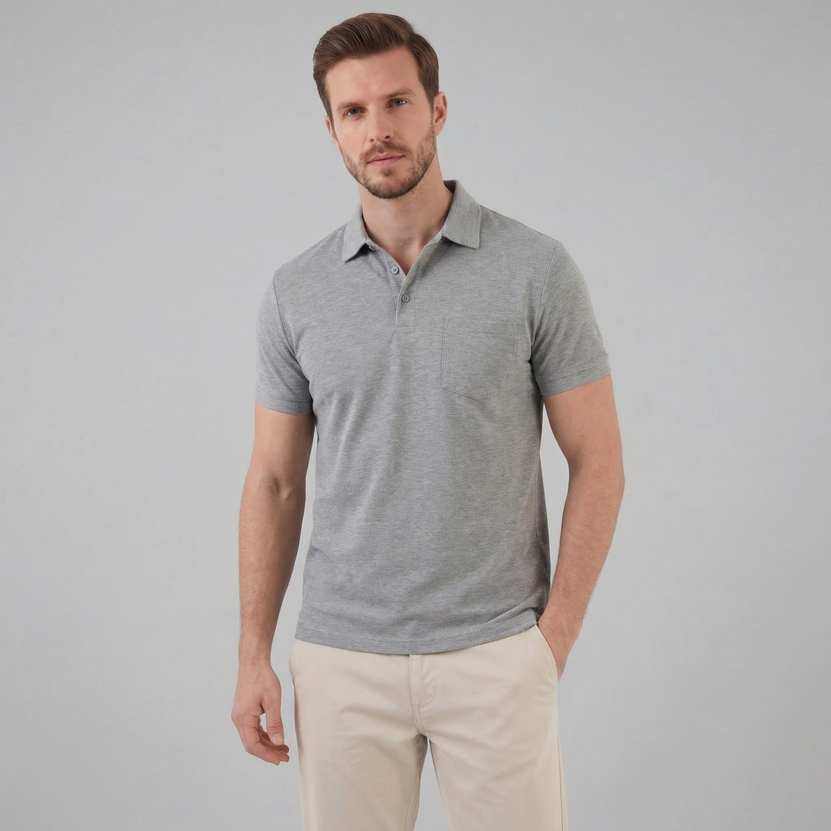 Summer high polo | lightweight knitwear garment — Grey