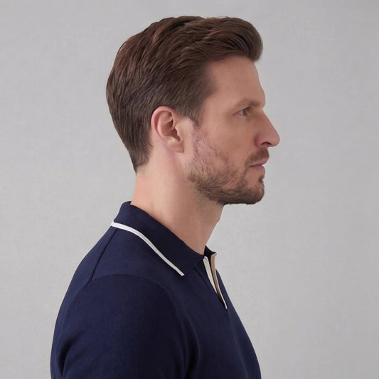 Buttonless polo | casual men's knit top — product view