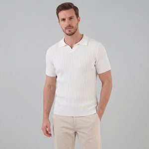 Polo pour homme en maille à finition texturée — Blanc