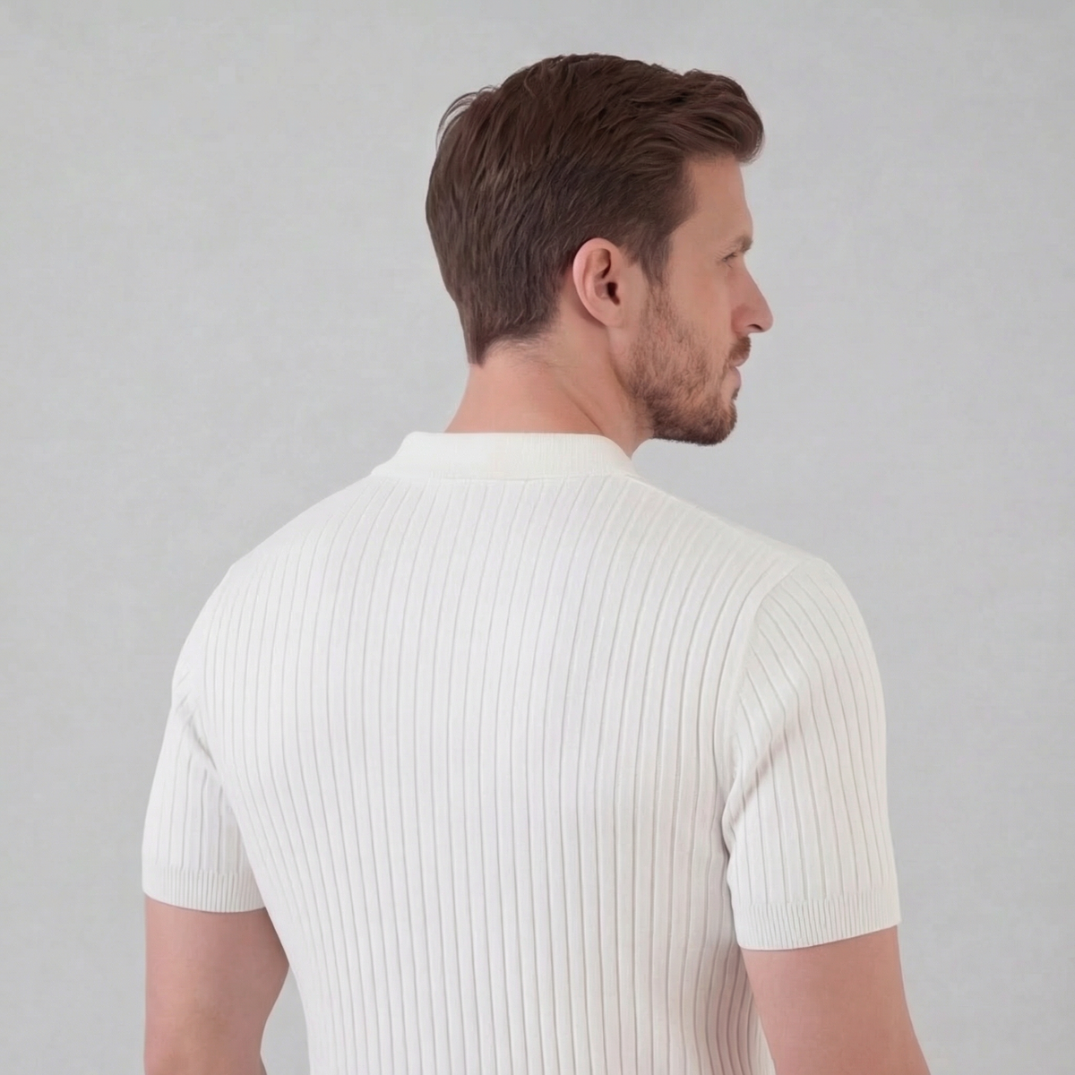 Sport polo top | textured knit set — White