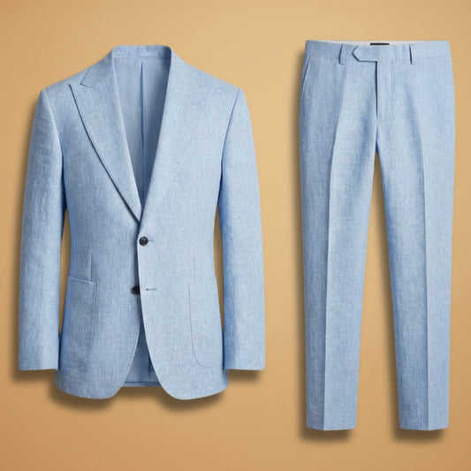 Slim men's suit | blazer set with notch lapel — Sky Blue