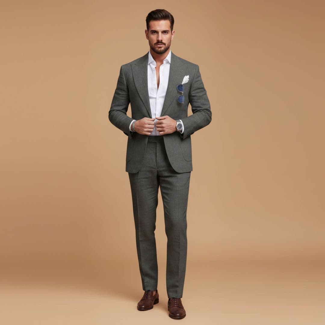 Slim men's suit | blazer set with notch lapel — Dark Grey