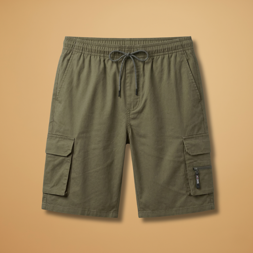 Men's Loose-Fit Bermuda Cargo Shorts with Elastic Waistband — Army Green