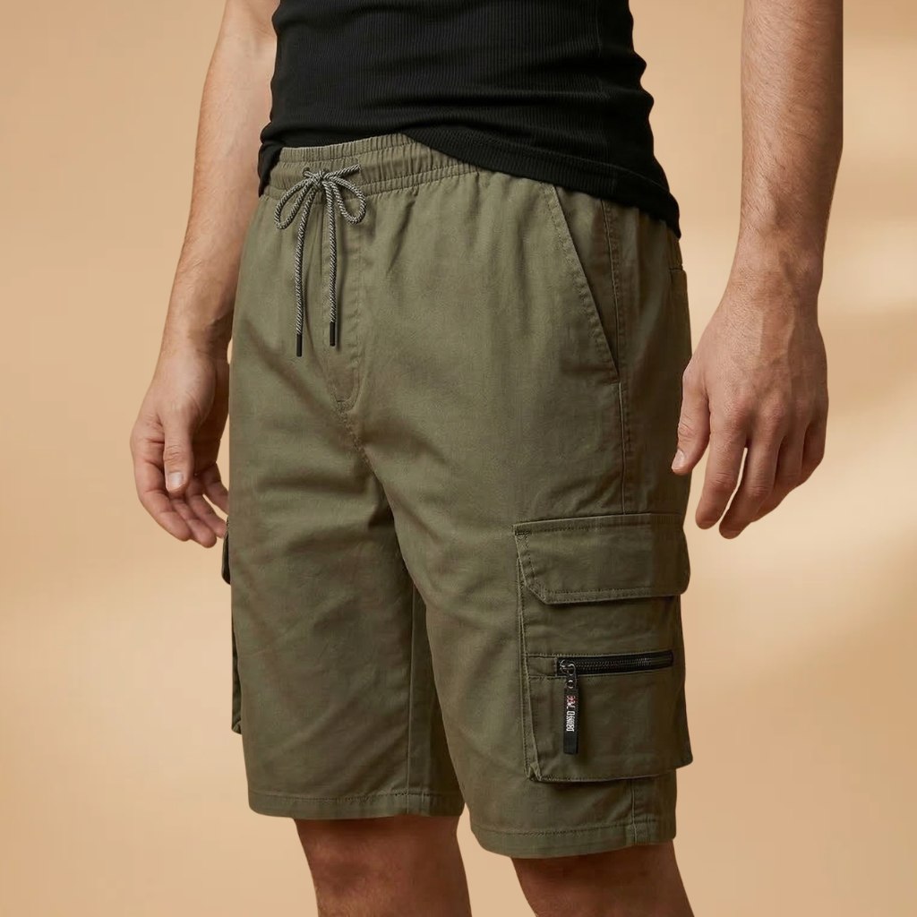 Men's Loose-Fit Bermuda Cargo Shorts with Elastic Waistband — product view