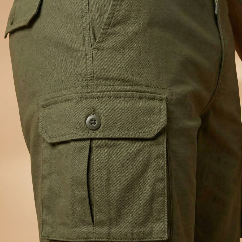 Men's Loose-Fit Bermuda Cargo Shorts with Elastic Waistband — product view