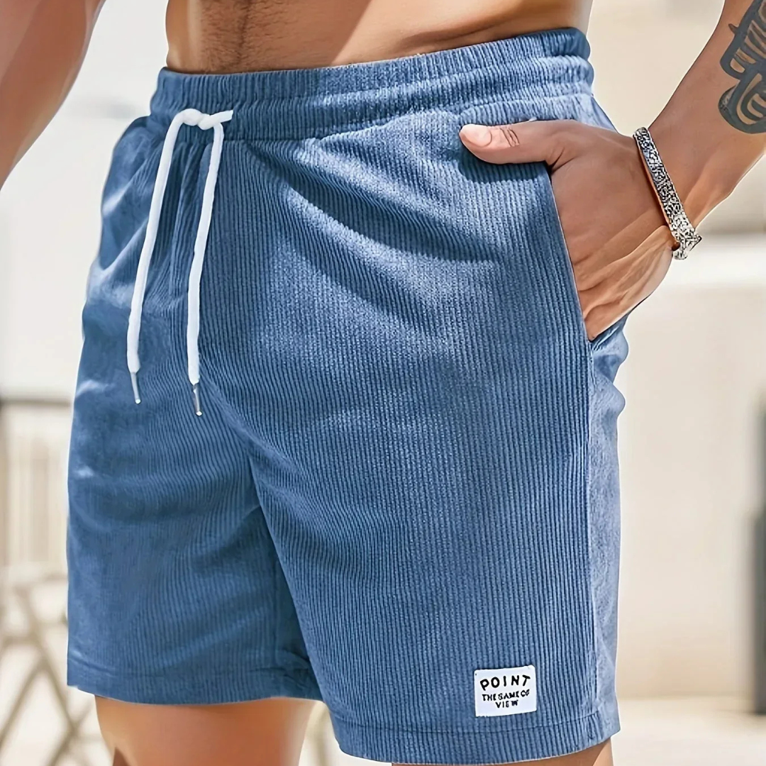 Men's velvet high shorts — casual summer clothing with drawstring — product view