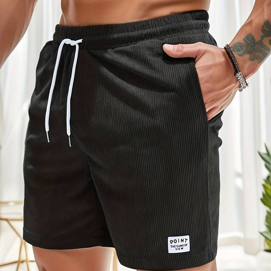 Men's velvet high shorts — casual summer clothing with drawstring — product view