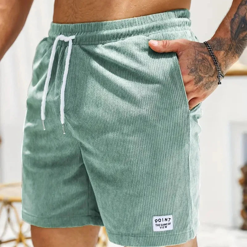 Men's velvet high shorts — casual summer clothing with drawstring — product view