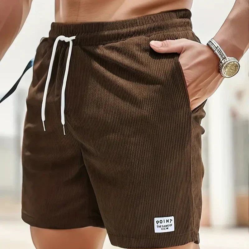 Men's velvet high shorts — casual summer clothing with drawstring — product view