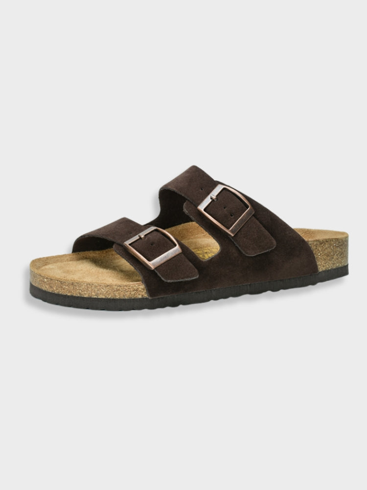 Men's summer shoes — ergonomic leisure sandals with buckles — Brown