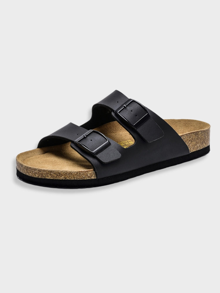 Men's summer shoes — ergonomic leisure sandals with buckles — Black