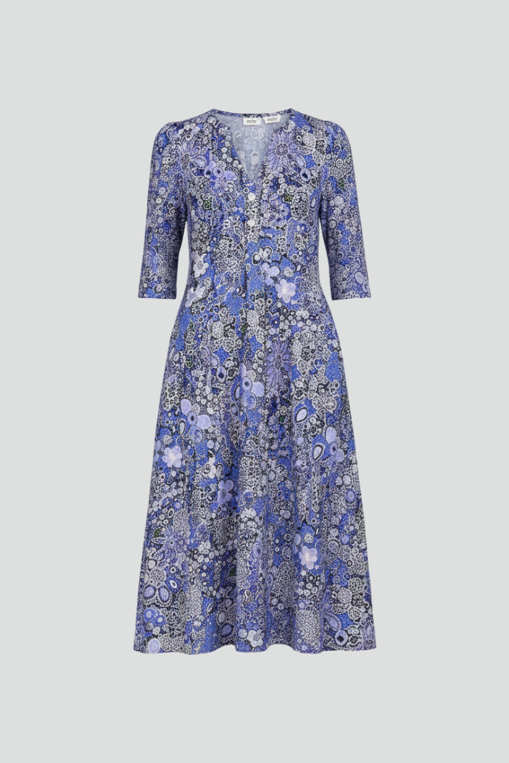 Women's Flowy Floral Midi Dress — Blue