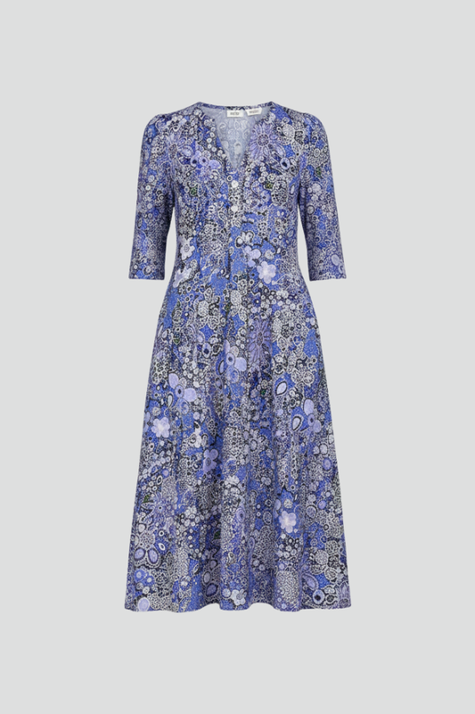Women's Flowy Floral Midi Dress — Blue