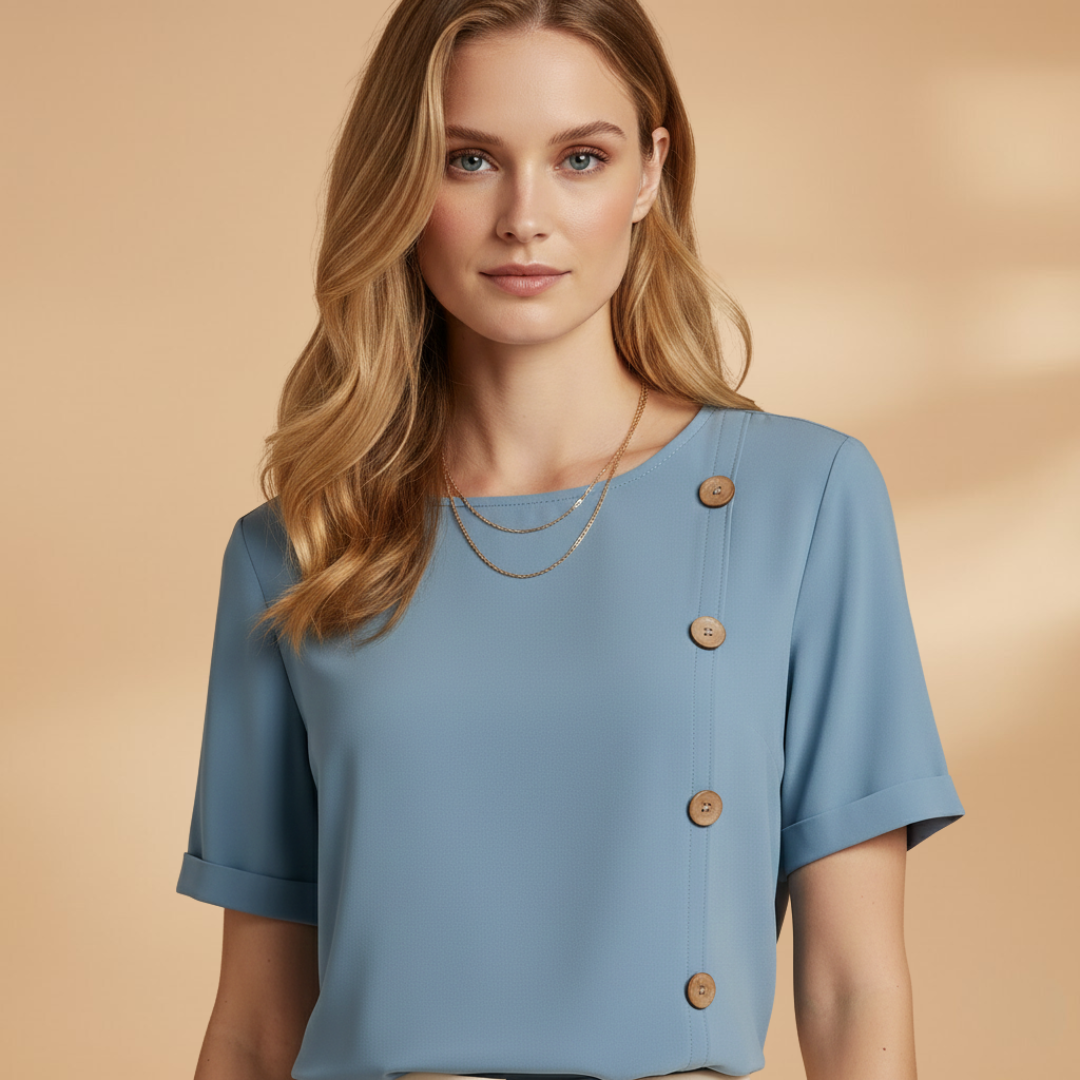 Loose summer top for women — tunic with decorative buttons | vacation — product view
