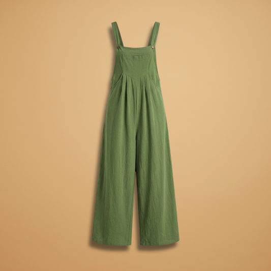 Summer jumpsuit for women - loose outfit with side pockets | vacation — Green