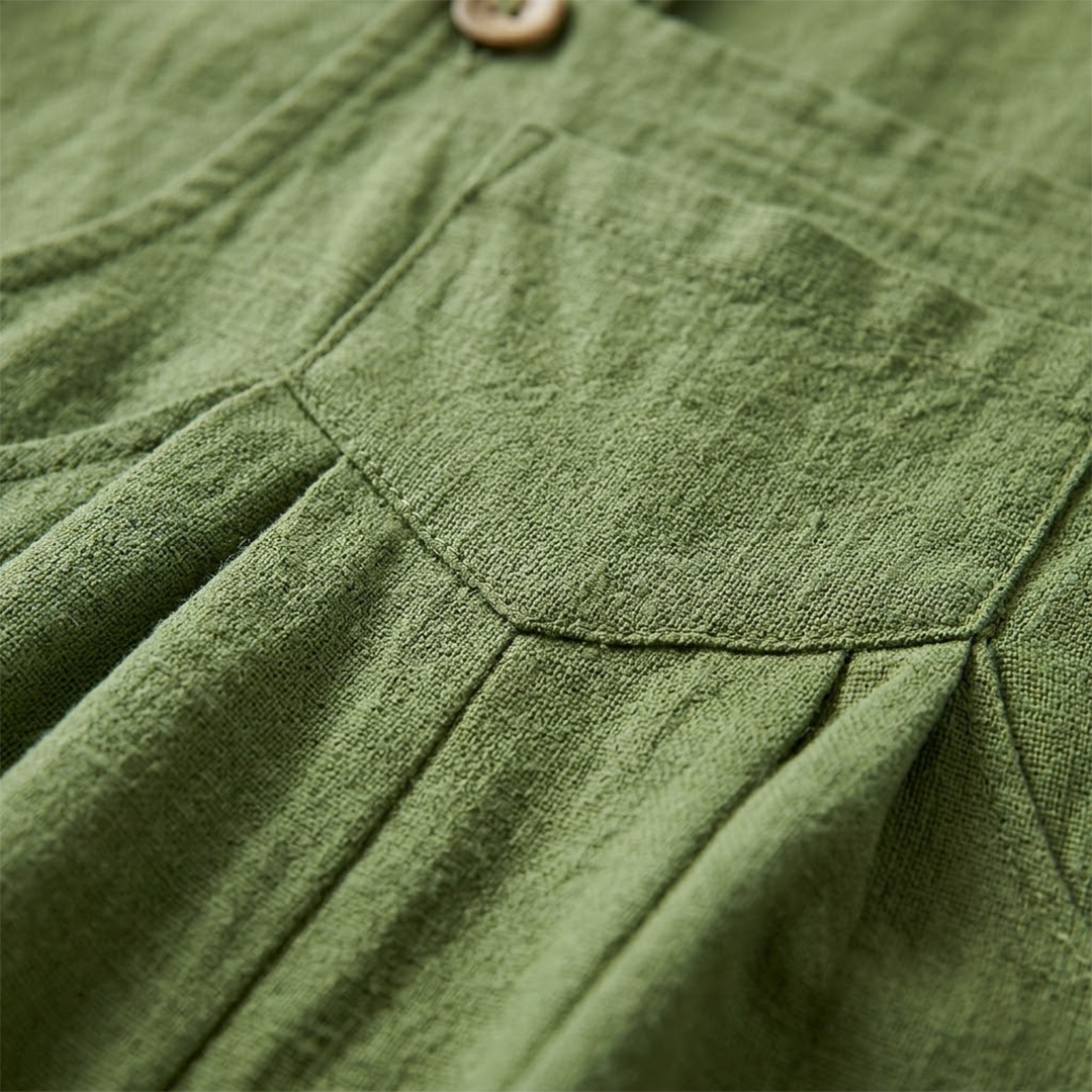 Summer jumpsuit for women - loose outfit with side pockets | vacation — Green