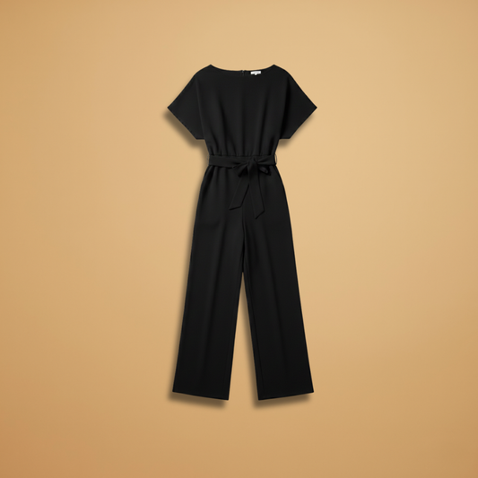 Women's Summer Jumpsuit – Loose Fit, Wide Legs and Straps — Black