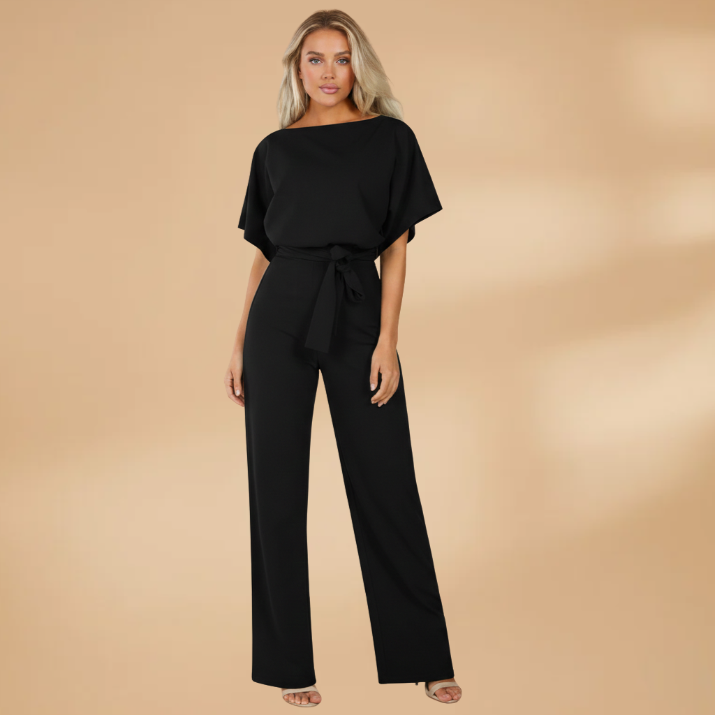 Women's Summer Jumpsuit – Loose Fit, Wide Legs and Straps — Black