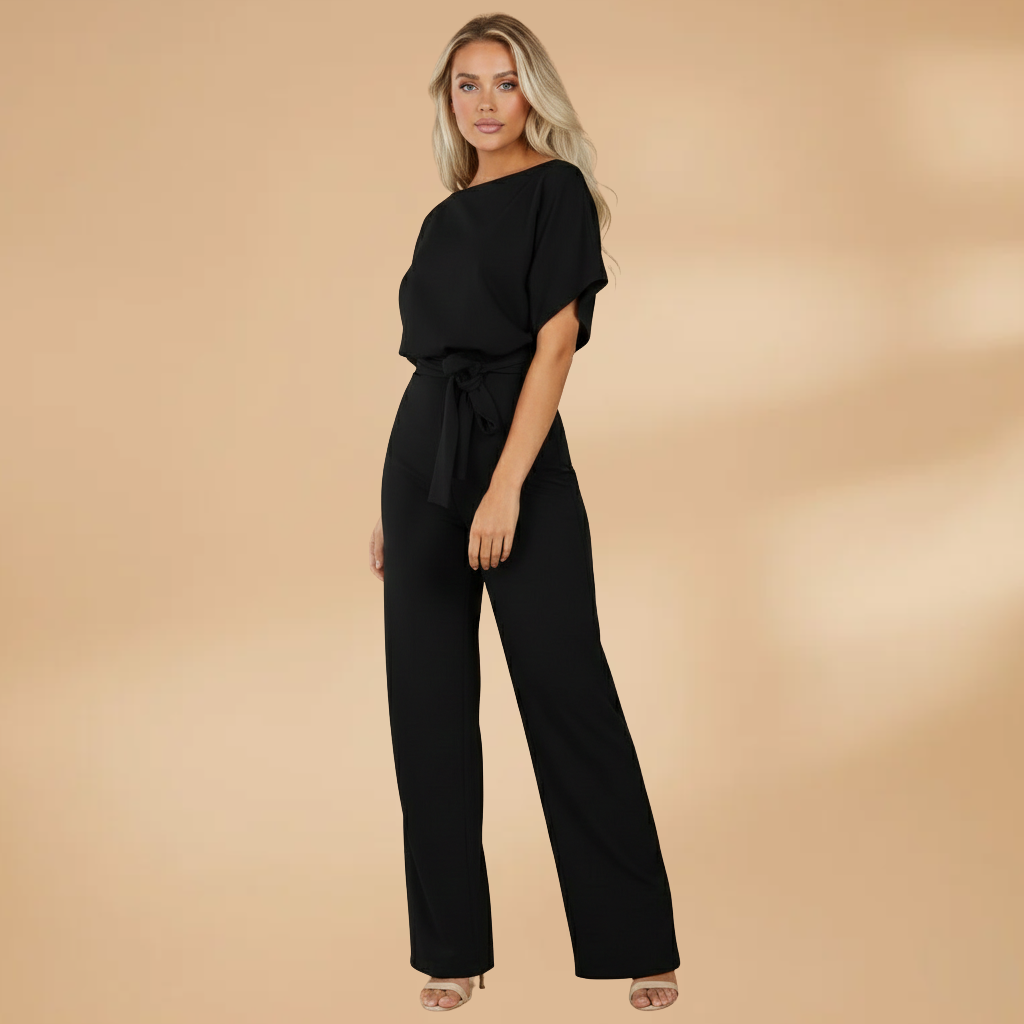 Women's Summer Jumpsuit – Loose Fit, Wide Legs and Straps — Black