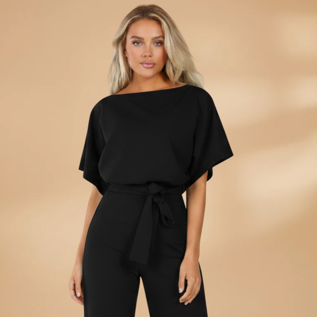 Women's Summer Jumpsuit – Loose Fit, Wide Legs and Straps — Black