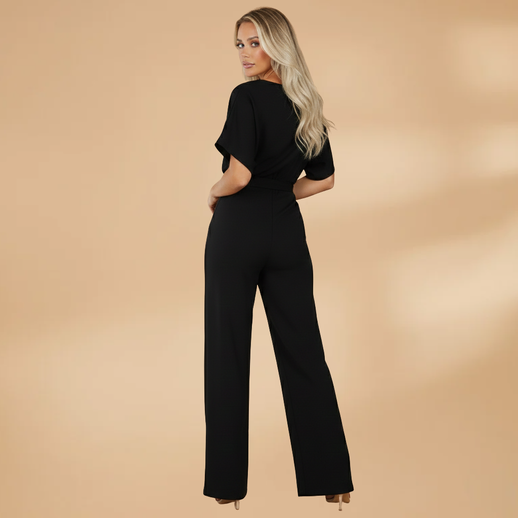 Women's Summer Jumpsuit – Loose Fit, Wide Legs and Straps — Black