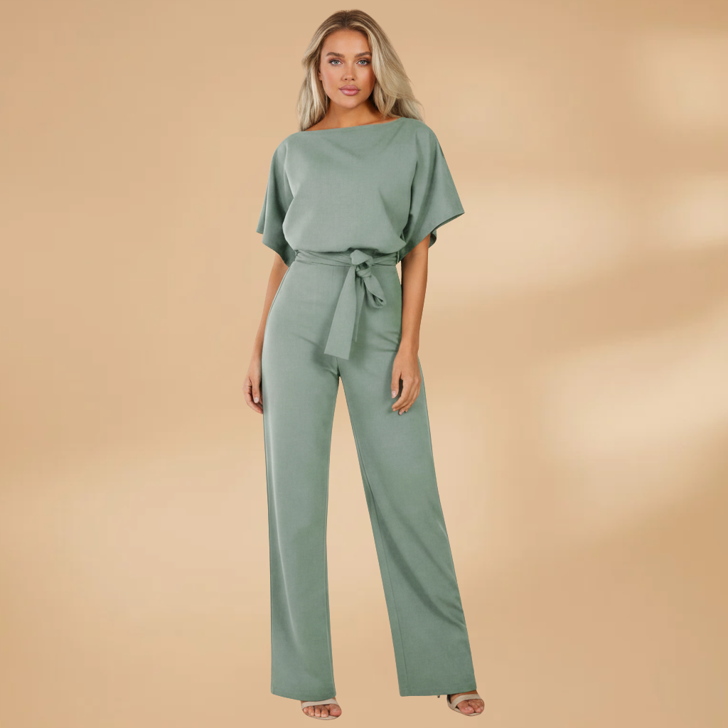 Women's Summer Jumpsuit – Loose Fit, Wide Legs and Straps — Green