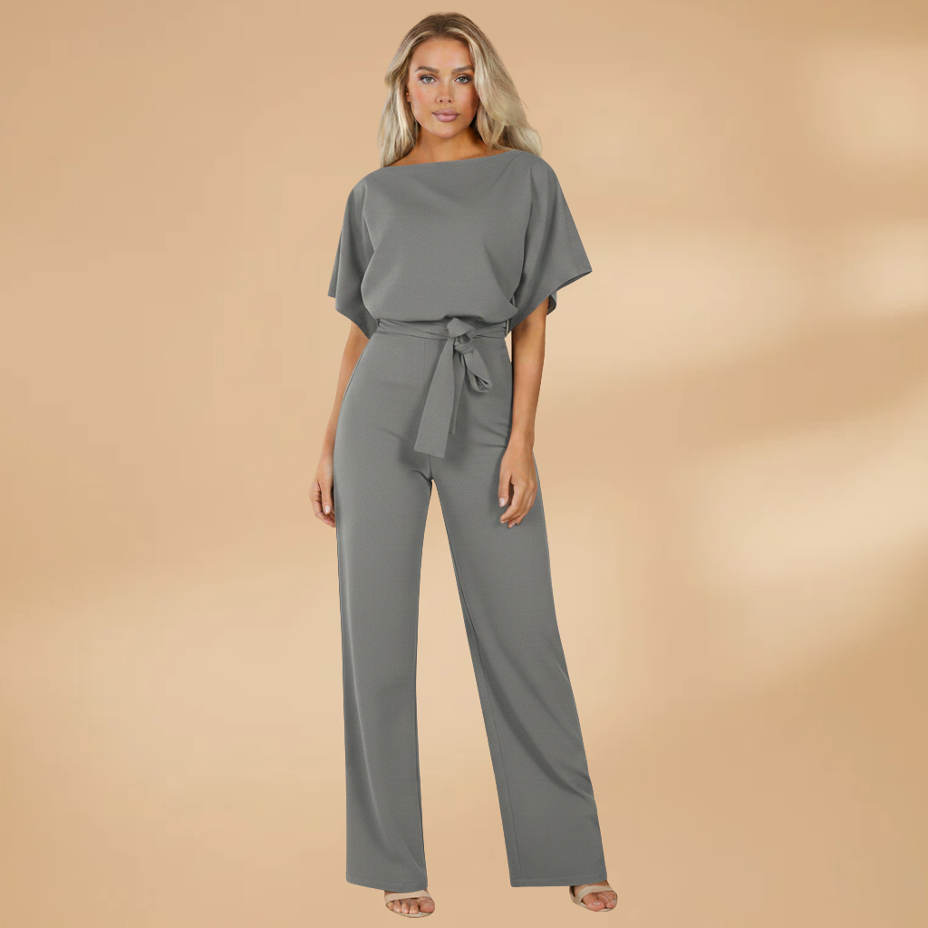 Women's Summer Jumpsuit – Loose Fit, Wide Legs and Straps — Grey