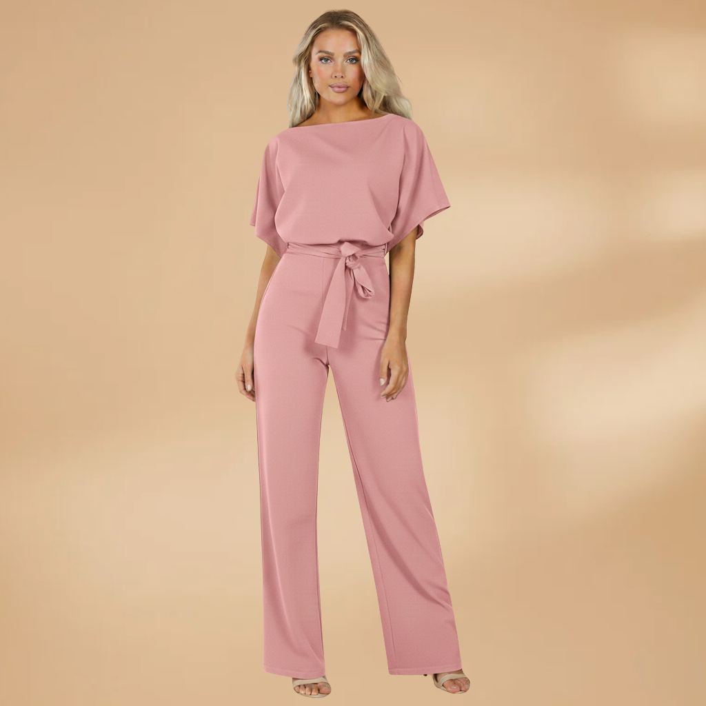 Women's Summer Jumpsuit – Loose Fit, Wide Legs and Straps — Pink