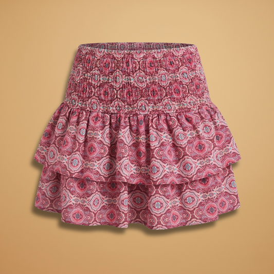 Women's Draped Trapeze Skirt with Elastic Waistband — Pink