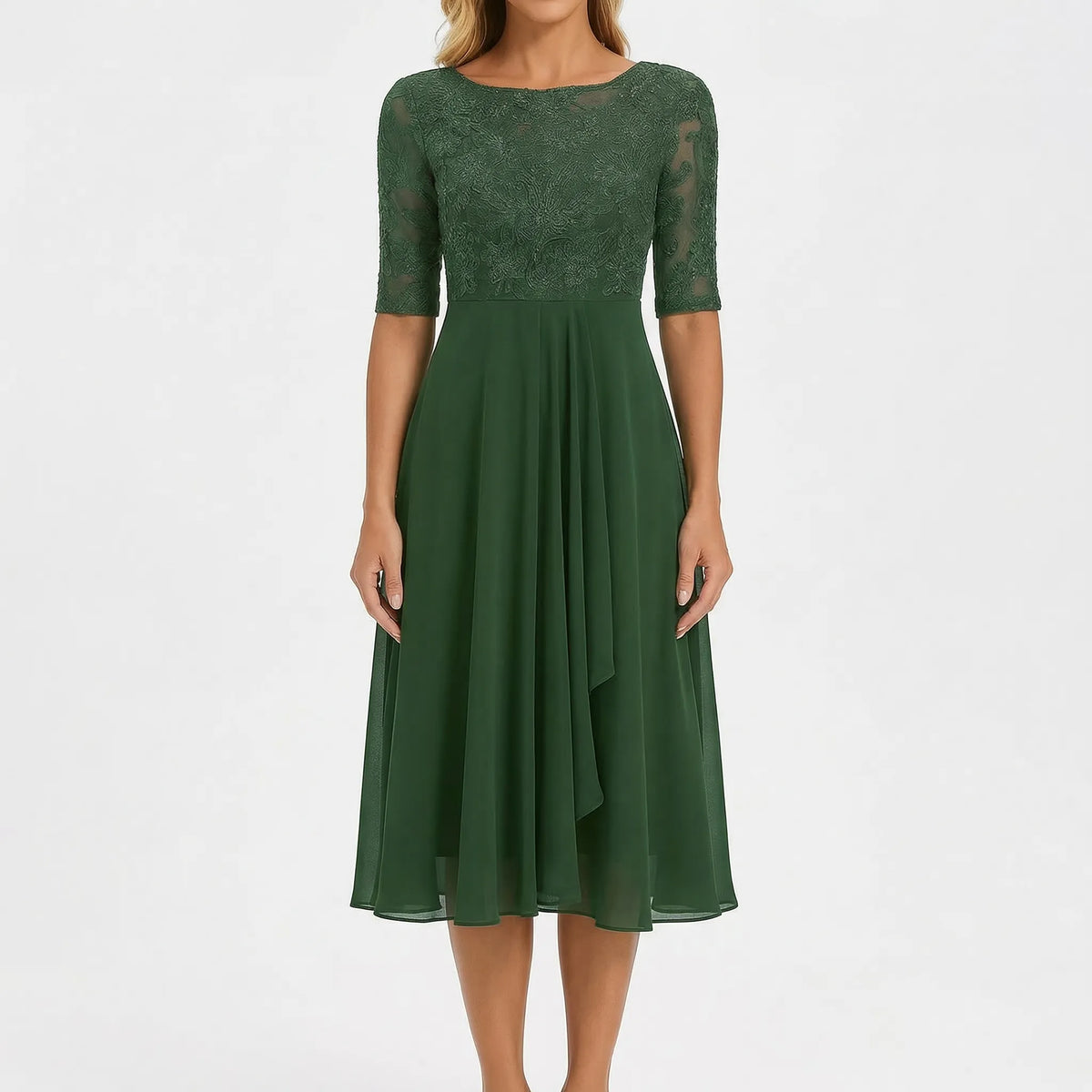 Damenkleid mit Spitzendetails — Grün