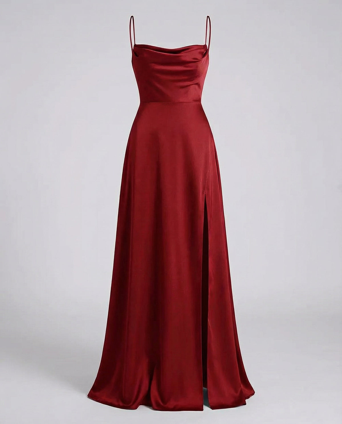 Women's long cocktail dress - draped with thin straps - wedding — Red