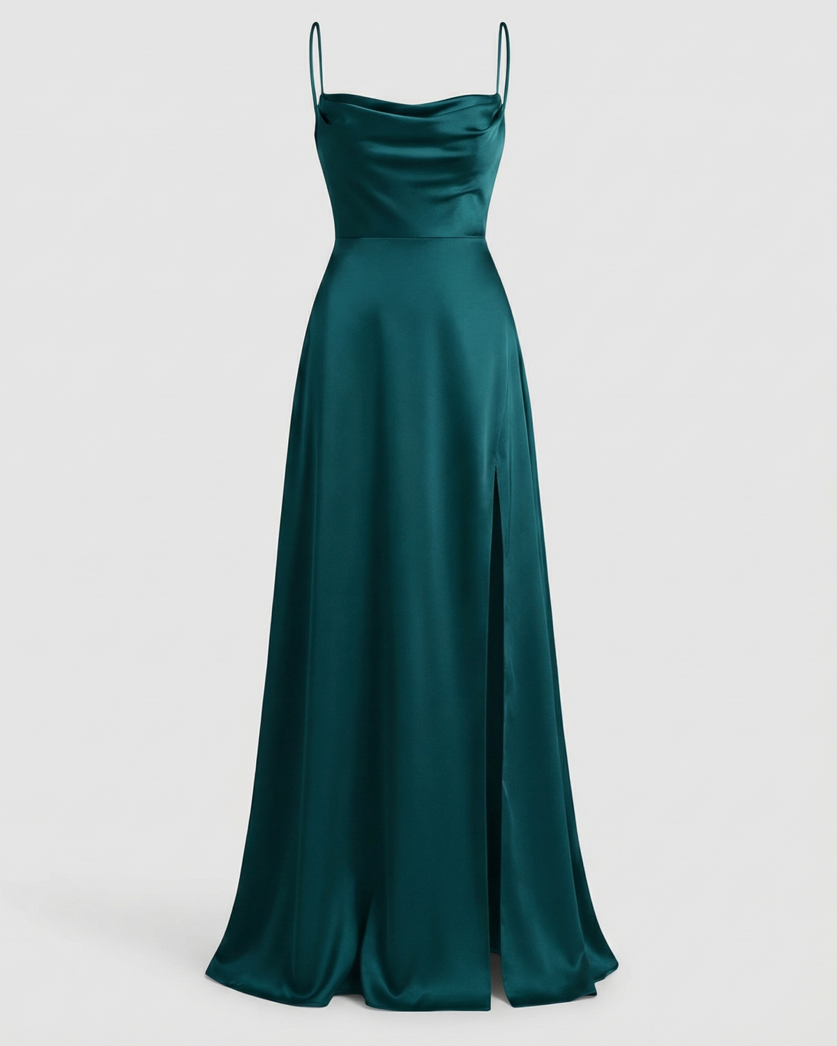 Women's long cocktail dress - draped with thin straps - wedding — Blue