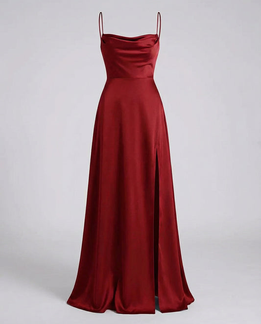 Women's evening dress - fitted slit cut - major event — Red