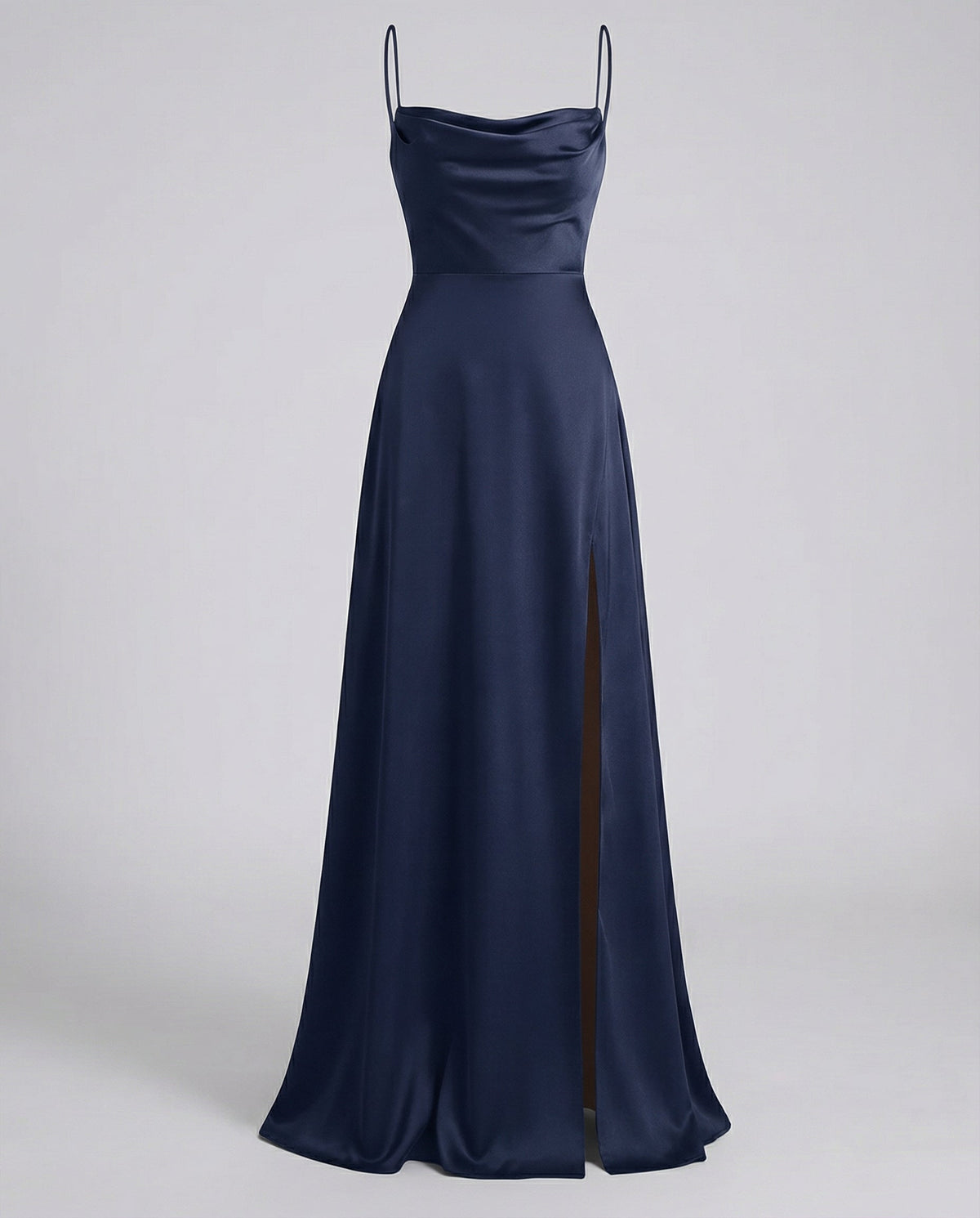 Robe de soirée pour femme, coupe ajustée et détail fendue — Bleu marine