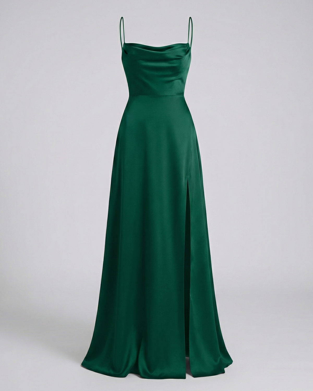 Robe de soirée pour femme, coupe ajustée et détail fendue — Vert